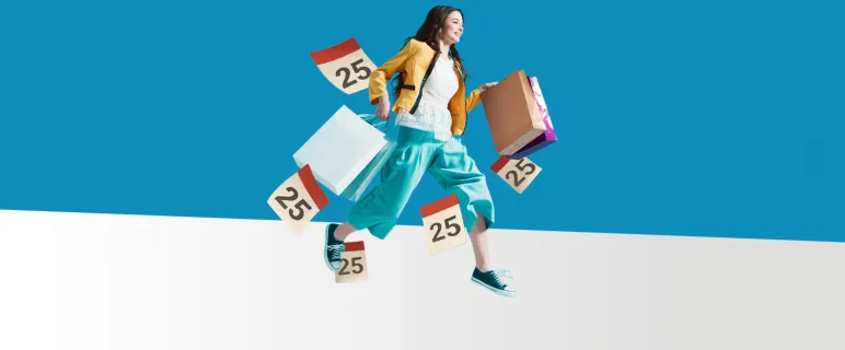 women running with bags