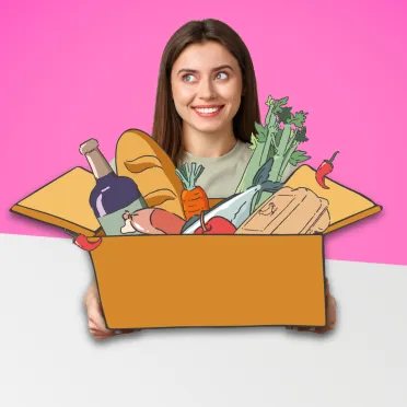 kobieta z koszykiem warzyw i owoców