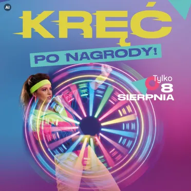 kobieta w stylu lat 80. z neonowym kołem